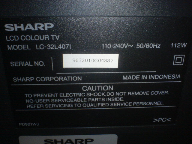 LCD TV Sharp Aquos LC32L4071 Mode K  No Signal